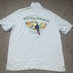 Tommy Bahama Silk Embroidered Cigar Island Camp Shirt Medium